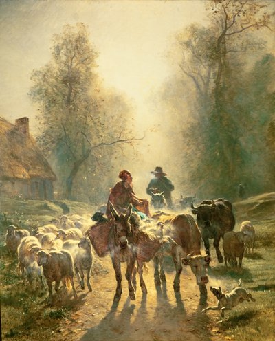 Setting off For Market by Constant Emile Troyon